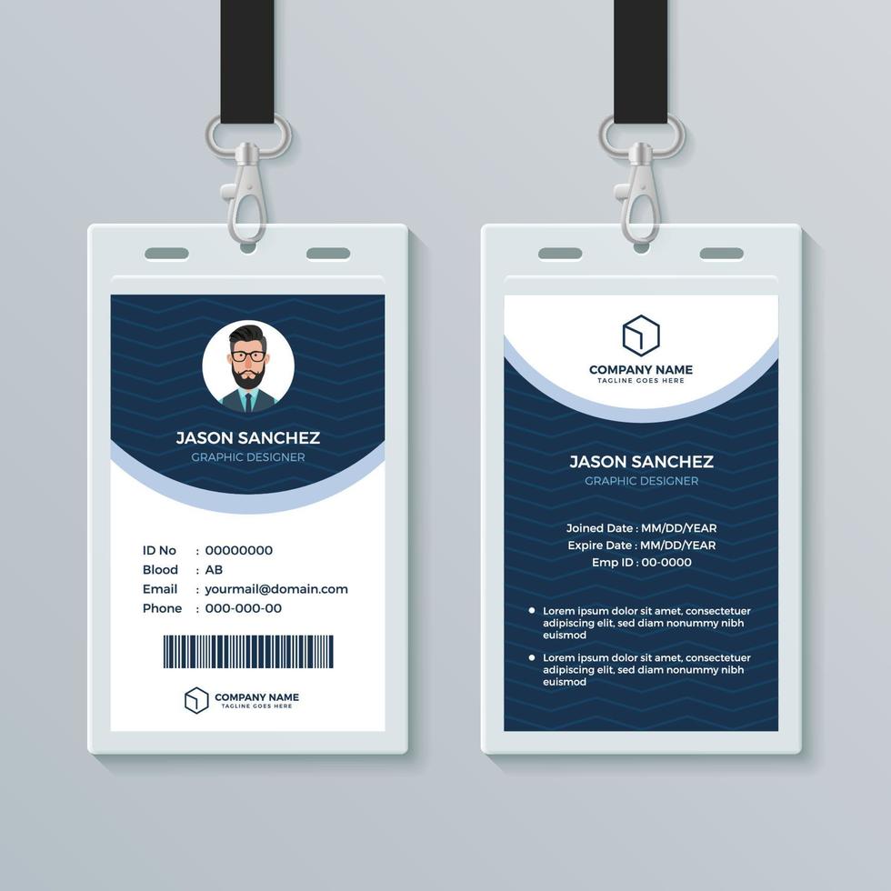 Clean and Modern Employee ID Card Design Template vector