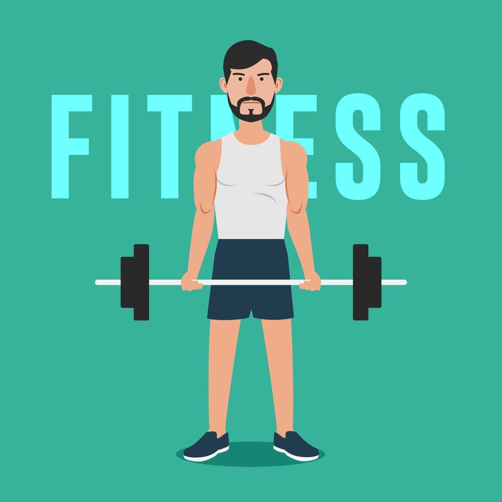 Man Workout with Barbell Illustration vector