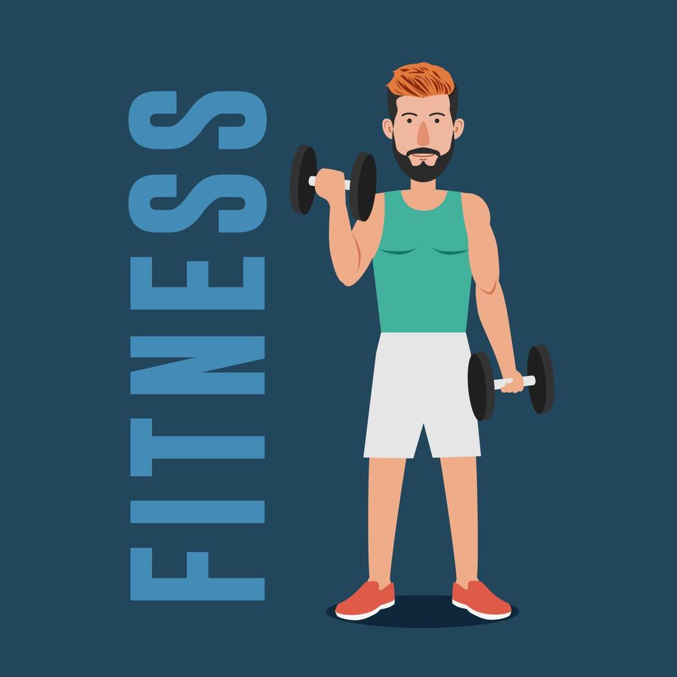 Man Working Out with Dumbbells vector