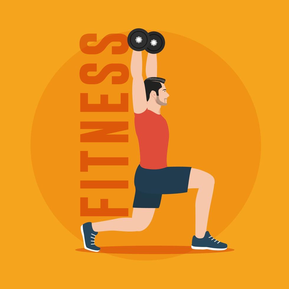 Fitness Man Exercising with Dumbbells vector