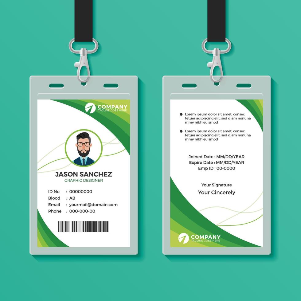 plantilla de diseño de tarjeta de identificación gráfica verde vector