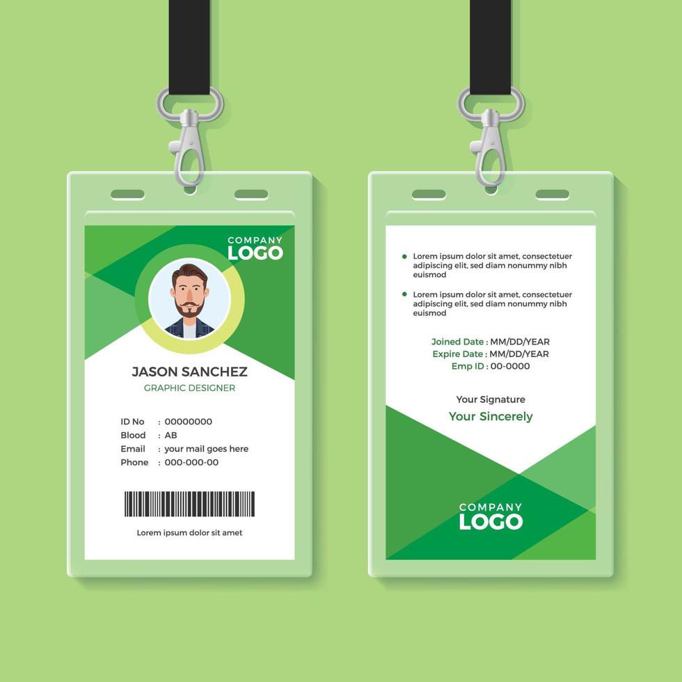 Simple and Clean Green ID Card Design Template vector
