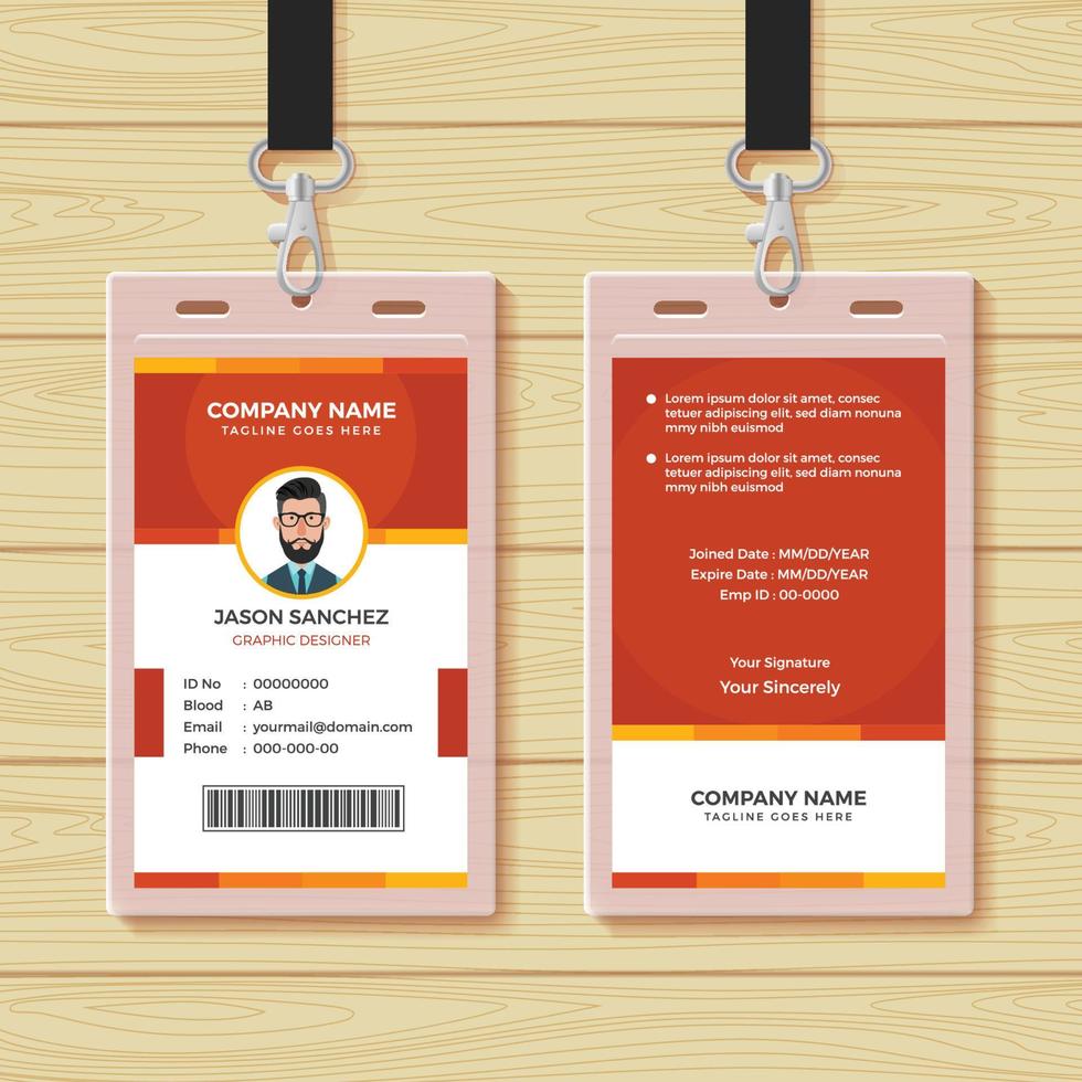 Red Employee ID Card Design Template vector