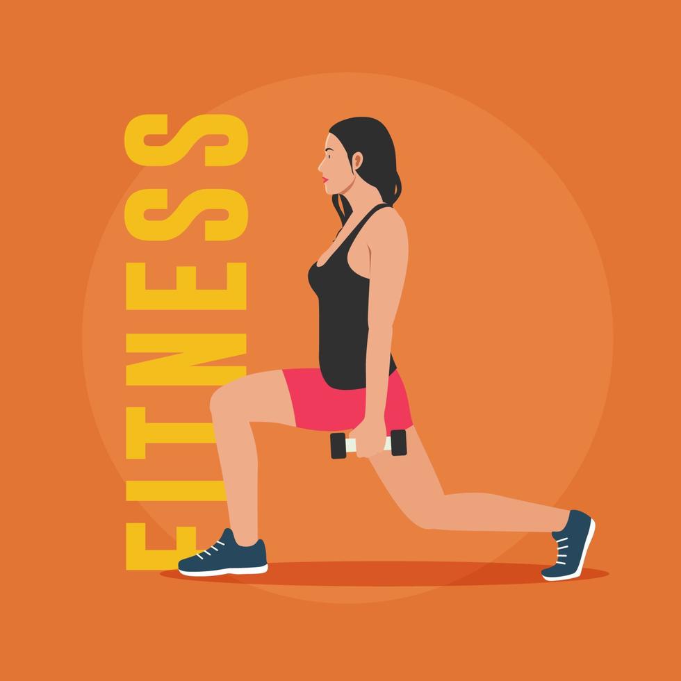 Fitness Woman Exercising with Dumbbells vector