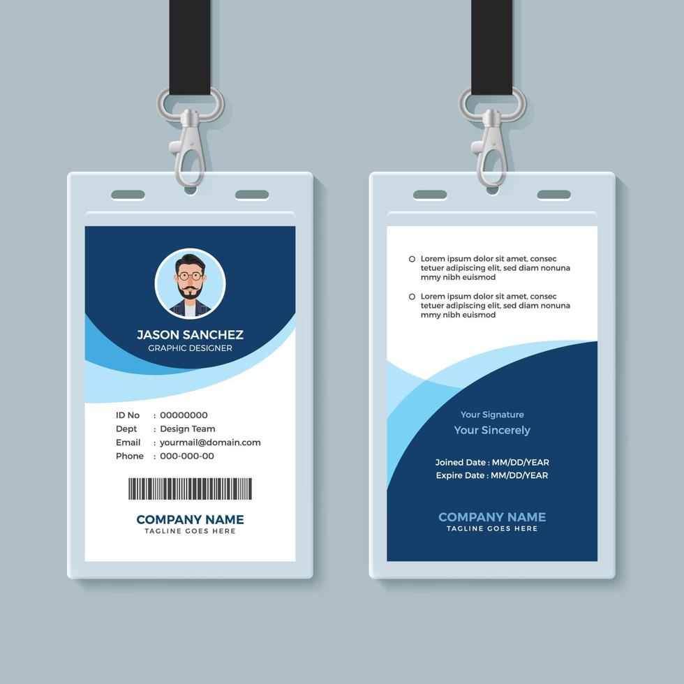 Simple and Clean Employee ID Card Design Template vector