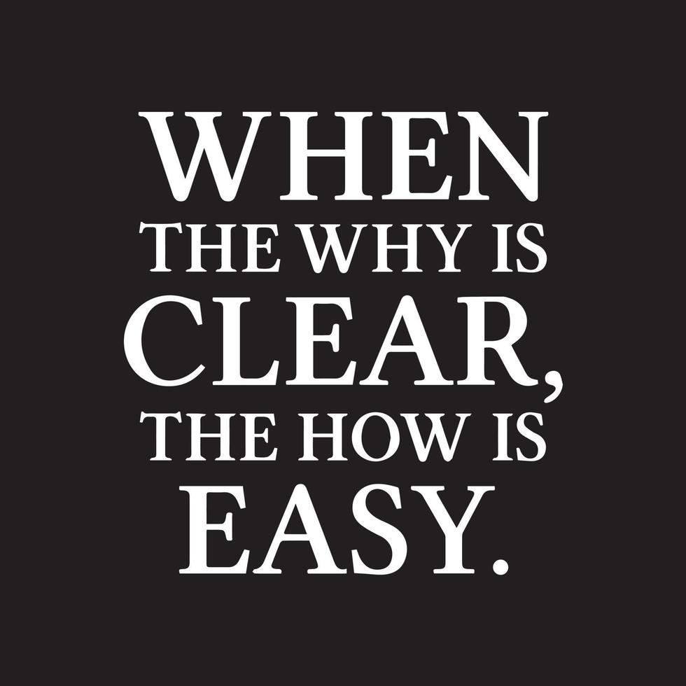 Motivational Entrepreneur Typography quotes. When the why is clear, the how is easy. vector
