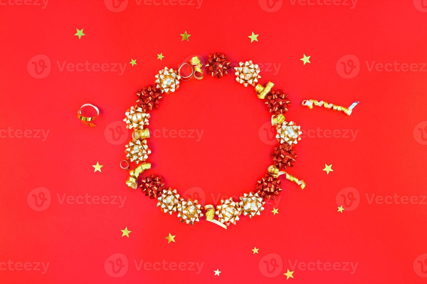 Christmas golden round wreath frame background photo