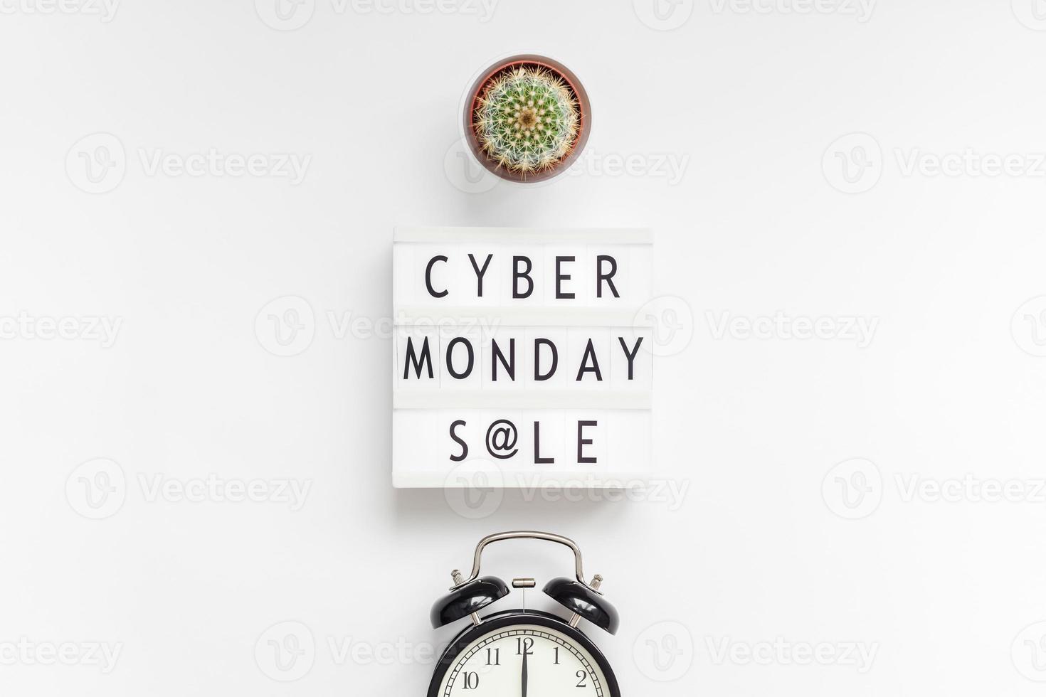 Cyber Monday sale text on white lightbox photo