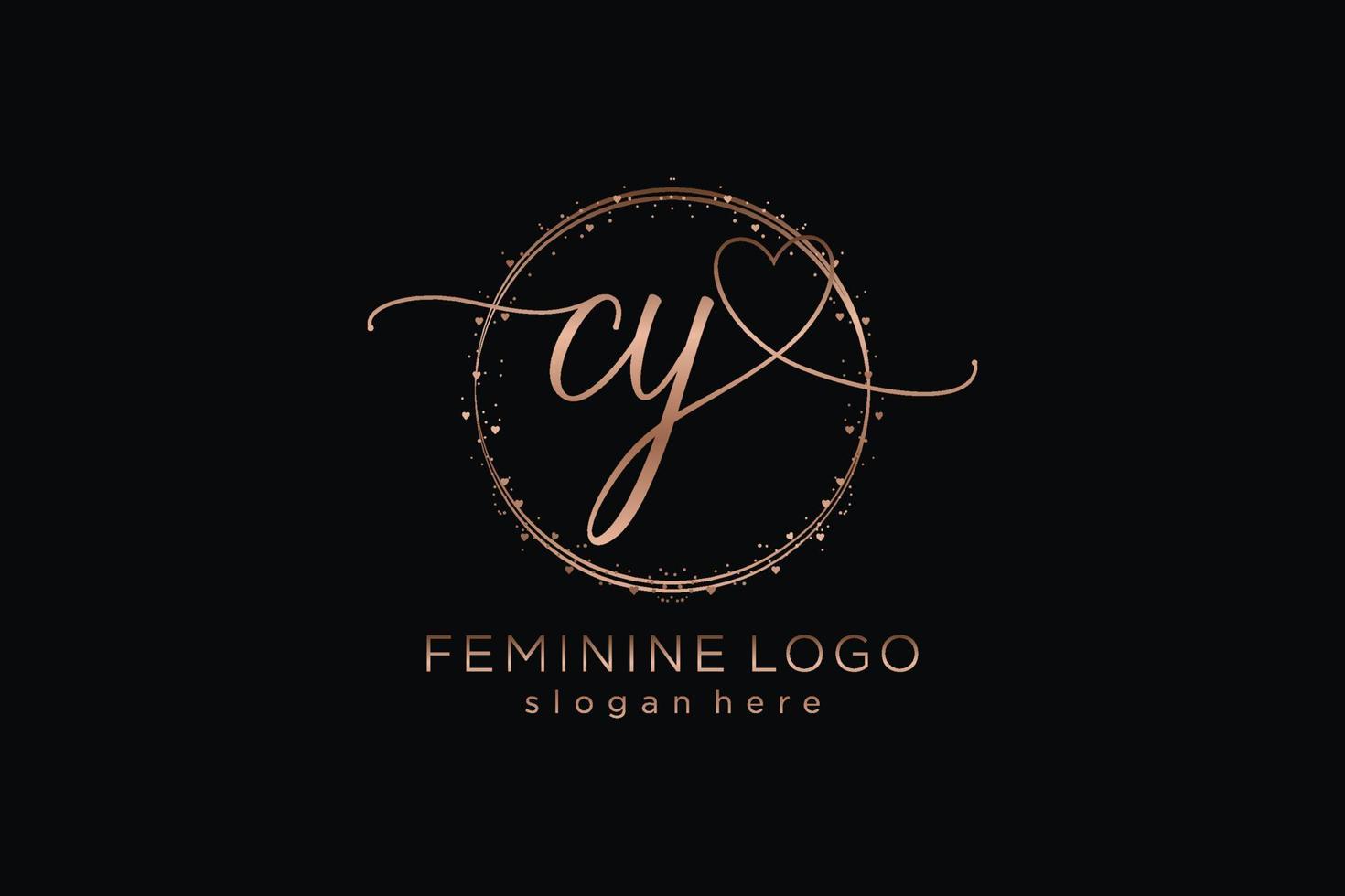 Initial CY handwriting logo with circle template vector logo of initial wedding, fashion, floral and botanical with creative template.