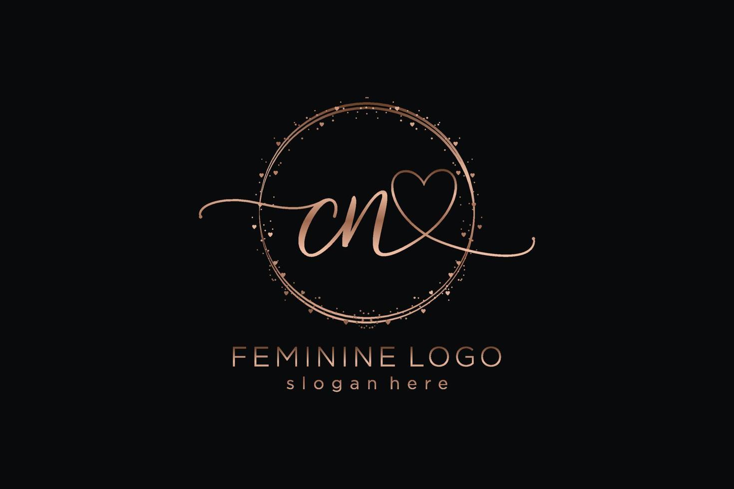 Initial CN handwriting logo with circle template vector logo of initial wedding, fashion, floral and botanical with creative template.