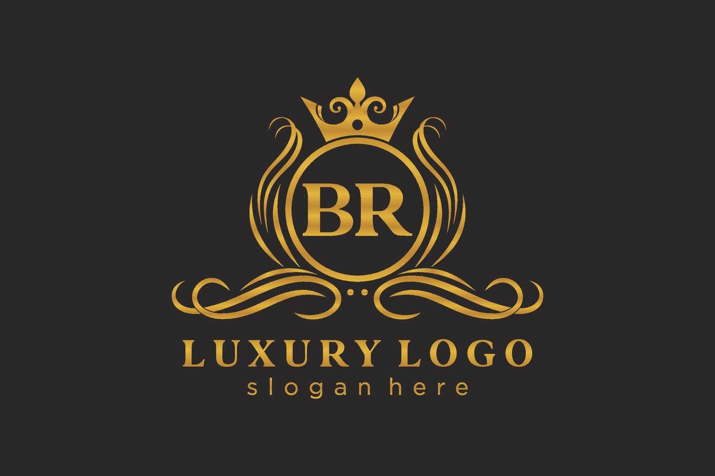 Initial BR Letter Royal Luxury Logo template in vector art for Restaurant, Royalty, Boutique, Cafe, Hotel, Heraldic, Jewelry, Fashion and other vector illustration.