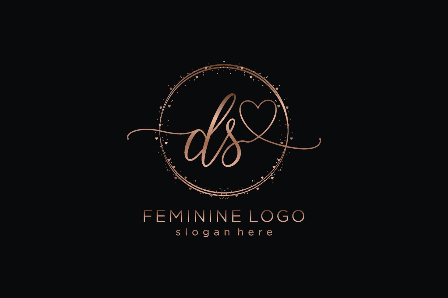 Initial DS handwriting logo with circle template vector logo of initial wedding, fashion, floral and botanical with creative template.