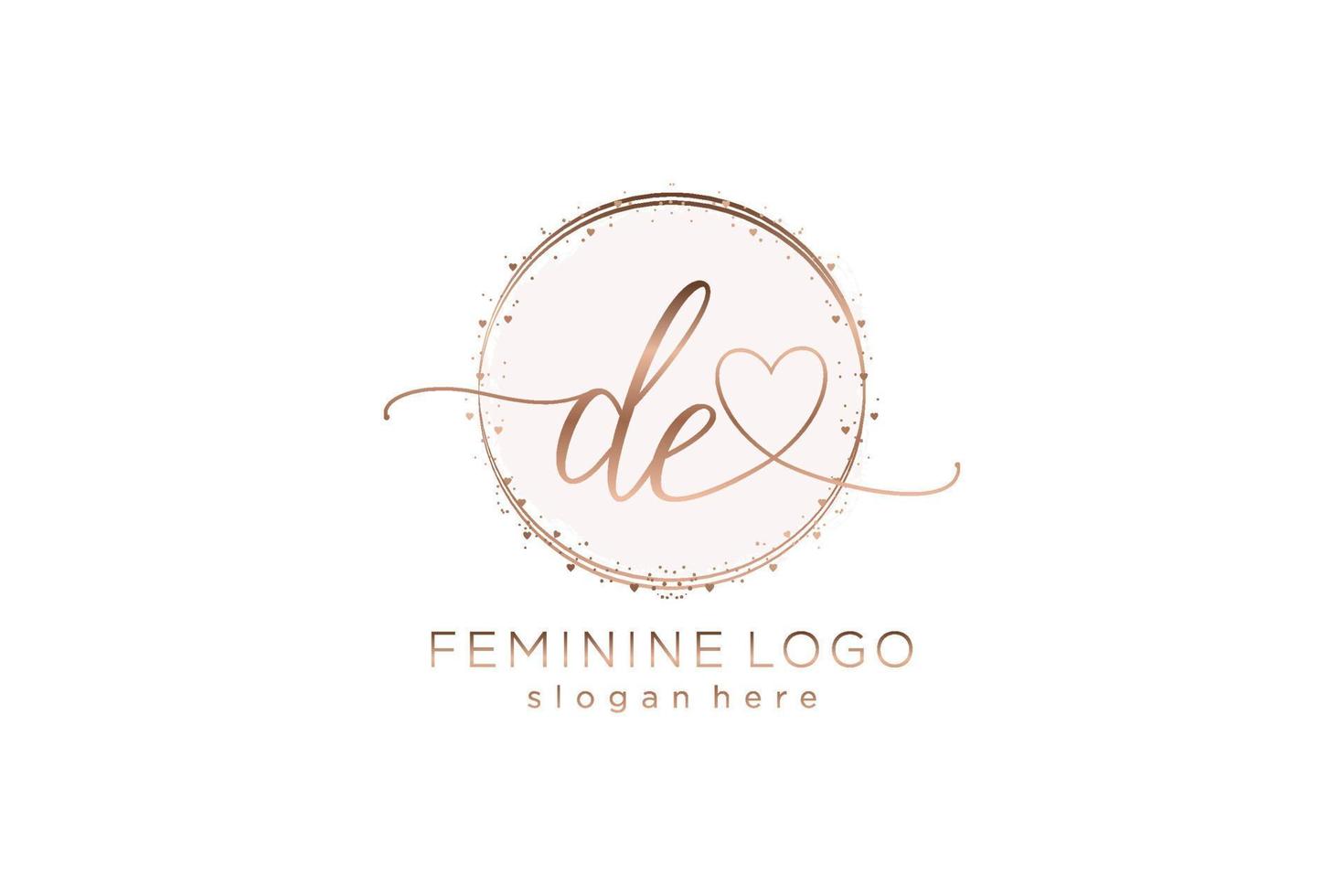 Initial DE handwriting logo with circle template vector logo of initial wedding, fashion, floral and botanical with creative template.