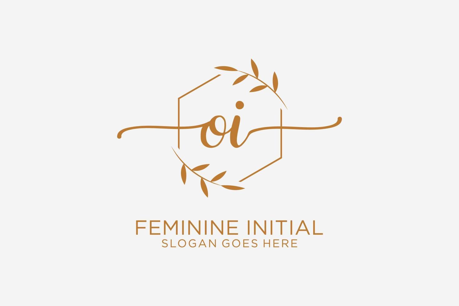 Initial OI beauty monogram and elegant logo design handwriting logo of initial signature, wedding, fashion, floral and botanical with creative template. vector
