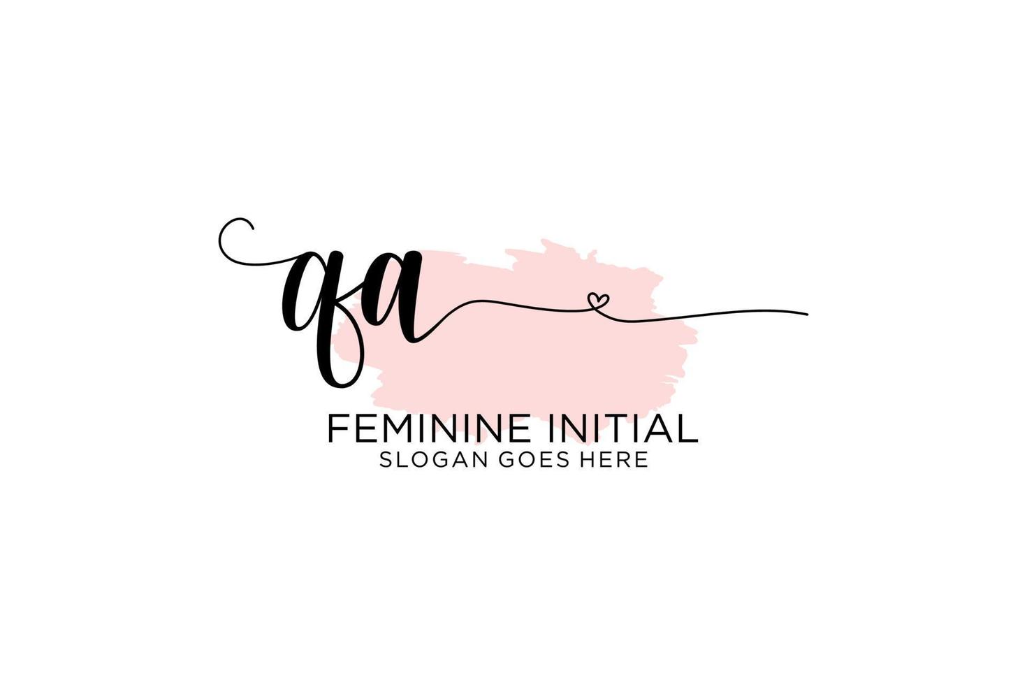 Initial QA beauty monogram and elegant logo design handwriting logo of initial signature, wedding, fashion, floral and botanical with creative template. vector