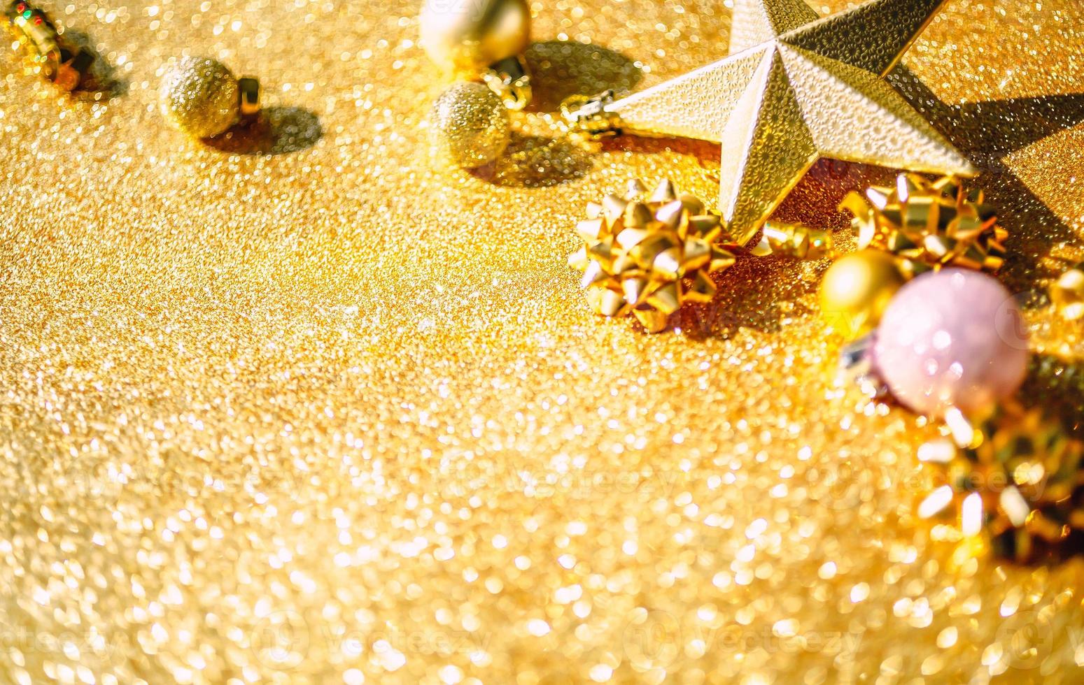 Christmas composition with golden decoration photo