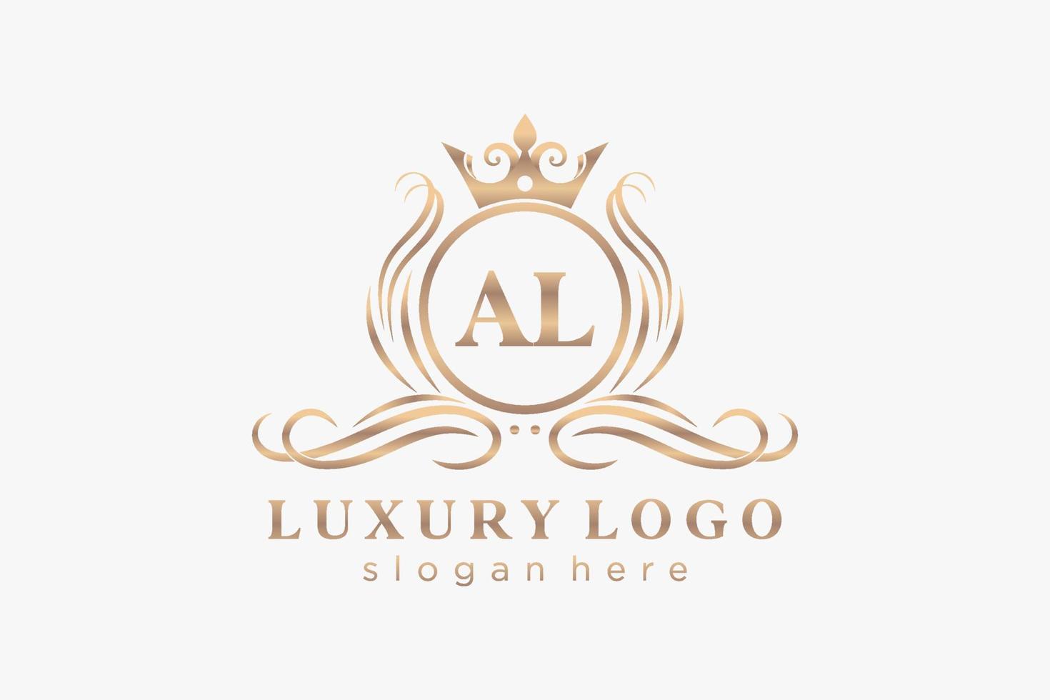 Initial AL Letter Royal Luxury Logo template in vector art for Restaurant, Royalty, Boutique, Cafe, Hotel, Heraldic, Jewelry, Fashion and other vector illustration.