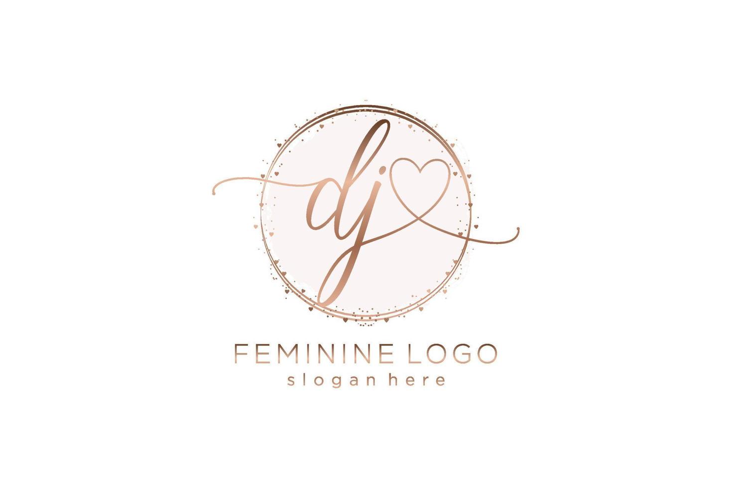 Initial DJ handwriting logo with circle template vector logo of initial wedding, fashion, floral and botanical with creative template.