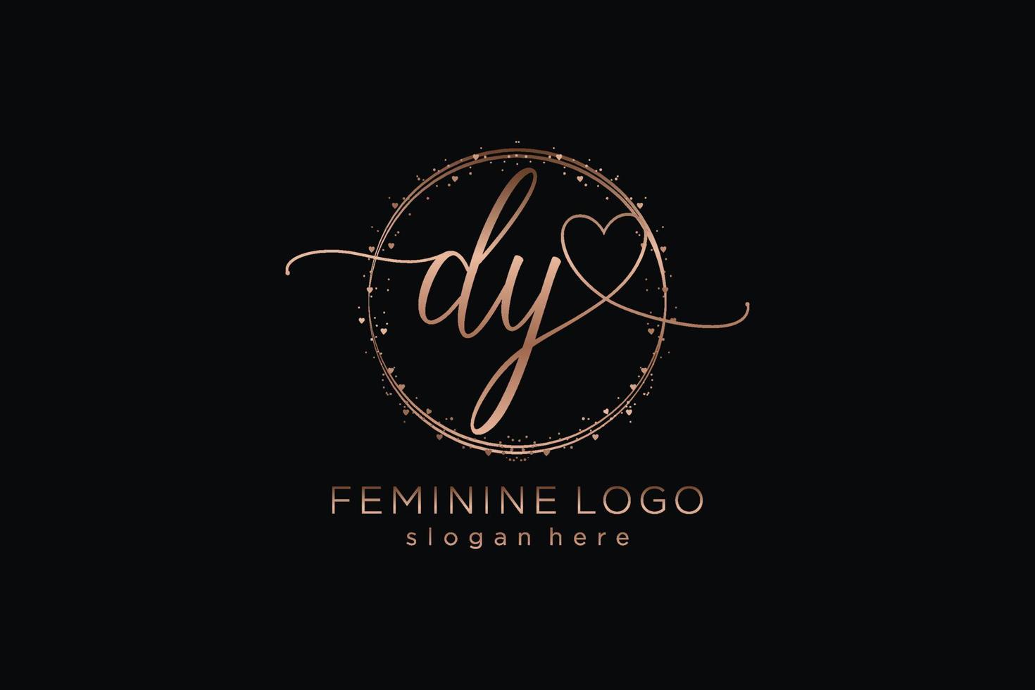 Initial DY handwriting logo with circle template vector logo of initial wedding, fashion, floral and botanical with creative template.