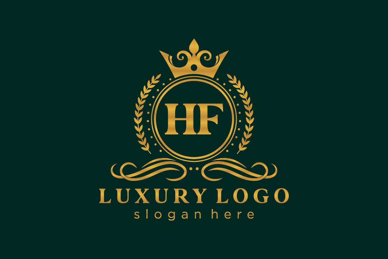 Initial HF Letter Royal Luxury Logo template in vector art for Restaurant, Royalty, Boutique, Cafe, Hotel, Heraldic, Jewelry, Fashion and other vector illustration.