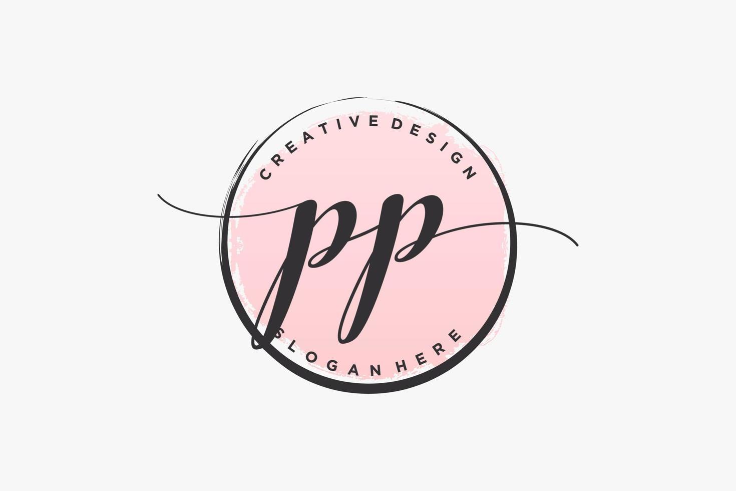 Initial PP handwriting logo with circle template vector signature, wedding, fashion, floral and botanical with creative template.