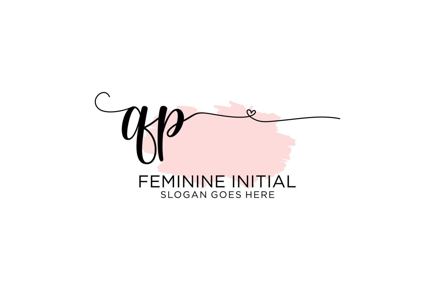 Initial QP beauty monogram and elegant logo design handwriting logo of initial signature, wedding, fashion, floral and botanical with creative template. vector
