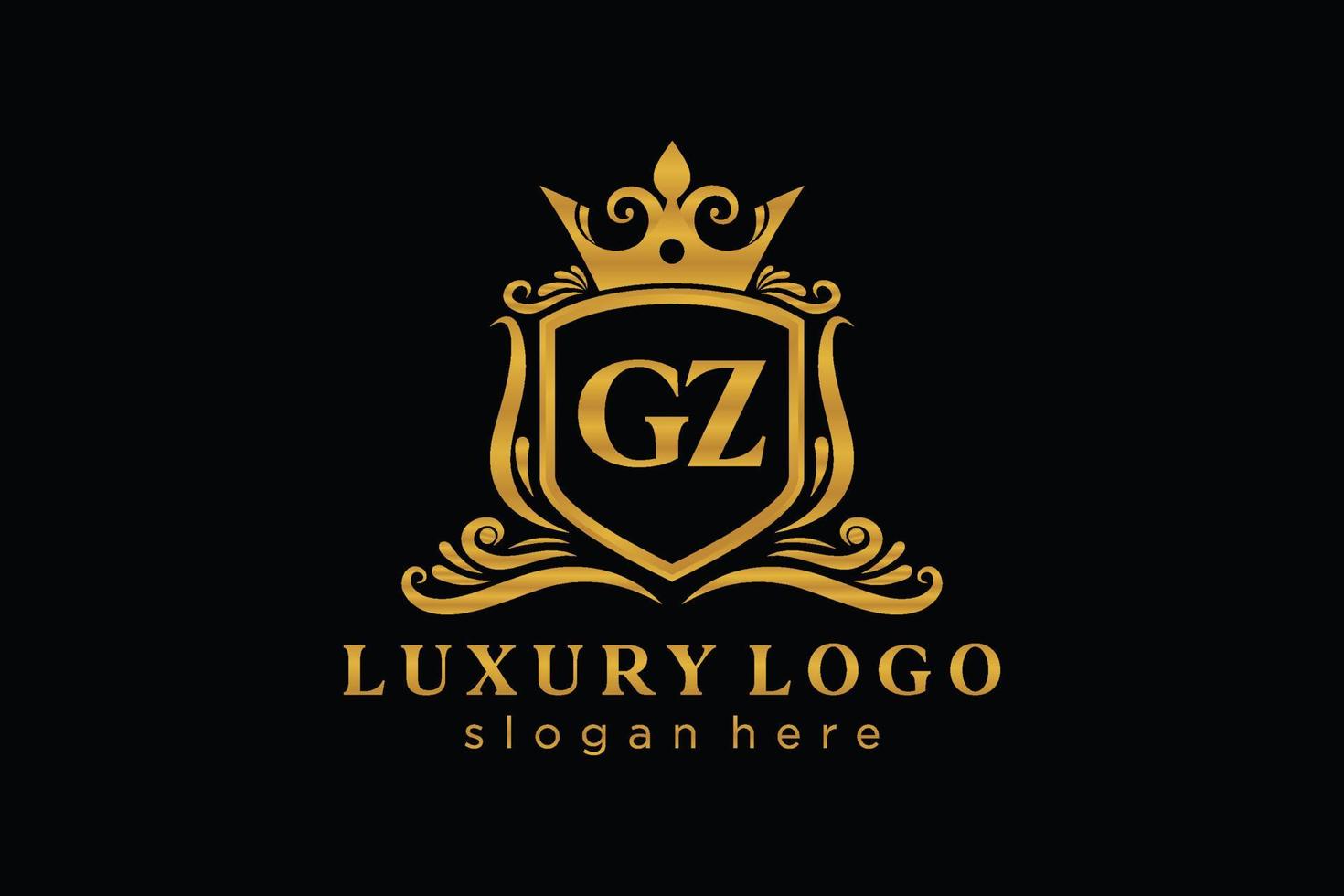 Initial GZ Letter Royal Luxury Logo template in vector art for Restaurant, Royalty, Boutique, Cafe, Hotel, Heraldic, Jewelry, Fashion and other vector illustration.