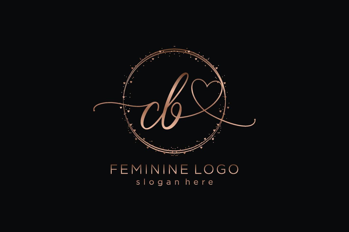 Initial CB handwriting logo with circle template vector logo of initial wedding, fashion, floral and botanical with creative template.