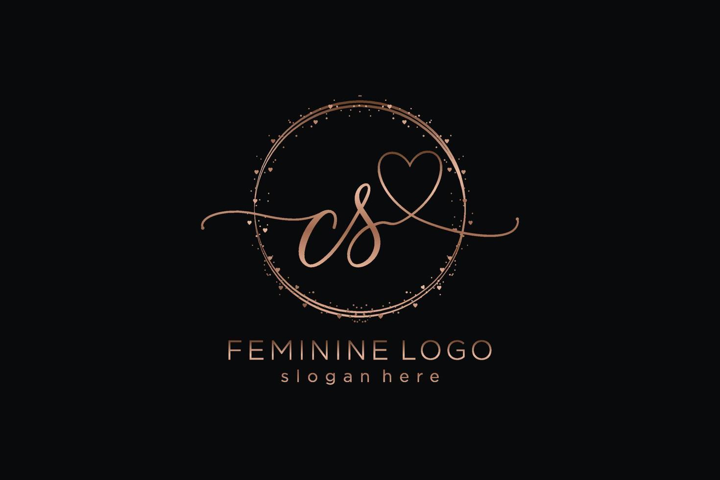 Initial CS handwriting logo with circle template vector logo of initial wedding, fashion, floral and botanical with creative template.