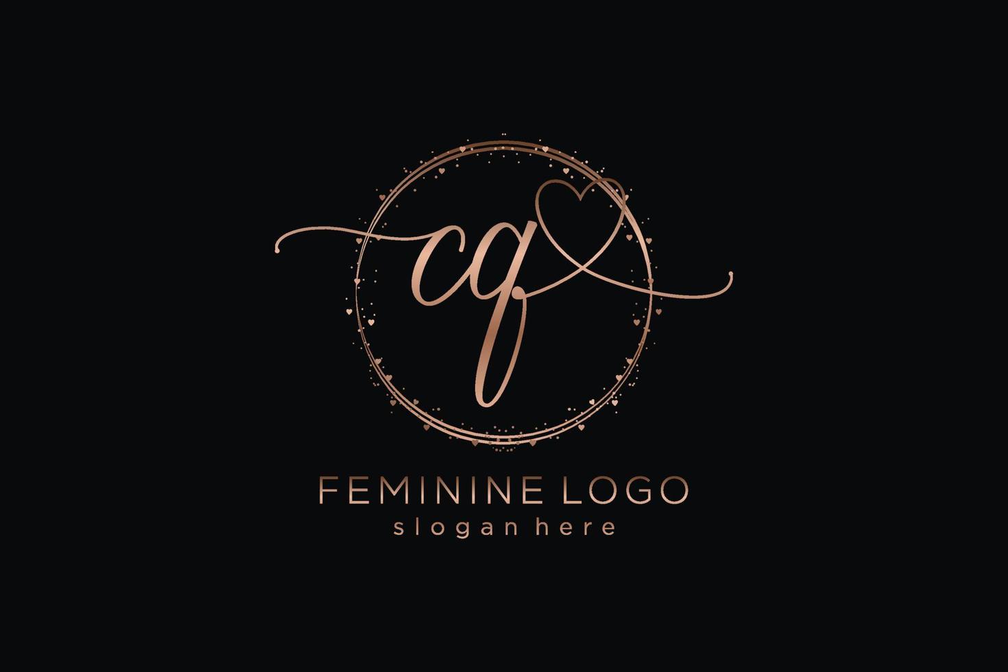 Initial CQ handwriting logo with circle template vector logo of initial wedding, fashion, floral and botanical with creative template.