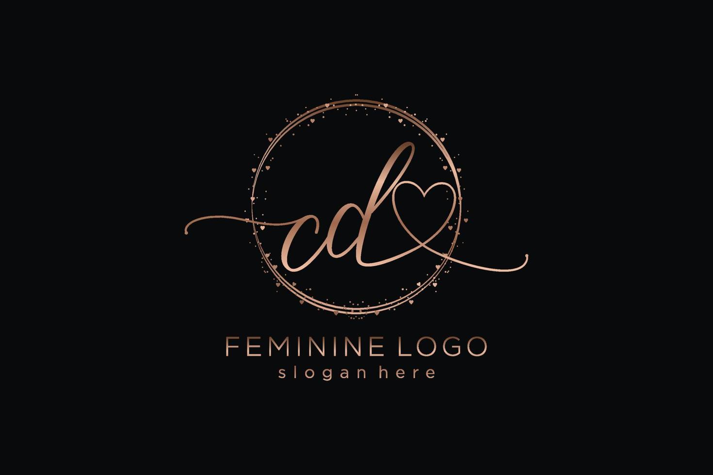 Initial CD handwriting logo with circle template vector logo of initial wedding, fashion, floral and botanical with creative template.