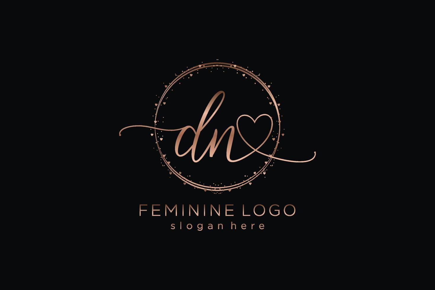 Initial DN handwriting logo with circle template vector logo of initial wedding, fashion, floral and botanical with creative template.