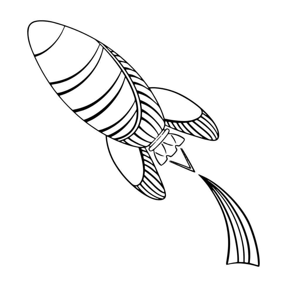 esbozar la ilustración de la nave espacial. cohete. aislado sobre fondo blanco. vector