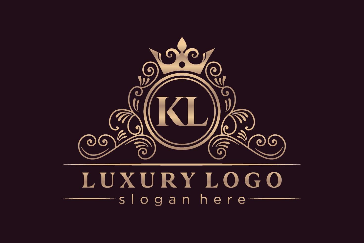 kl letra inicial oro caligráfico femenino floral dibujado a mano monograma heráldico antiguo estilo vintage diseño de logotipo de lujo vector premium