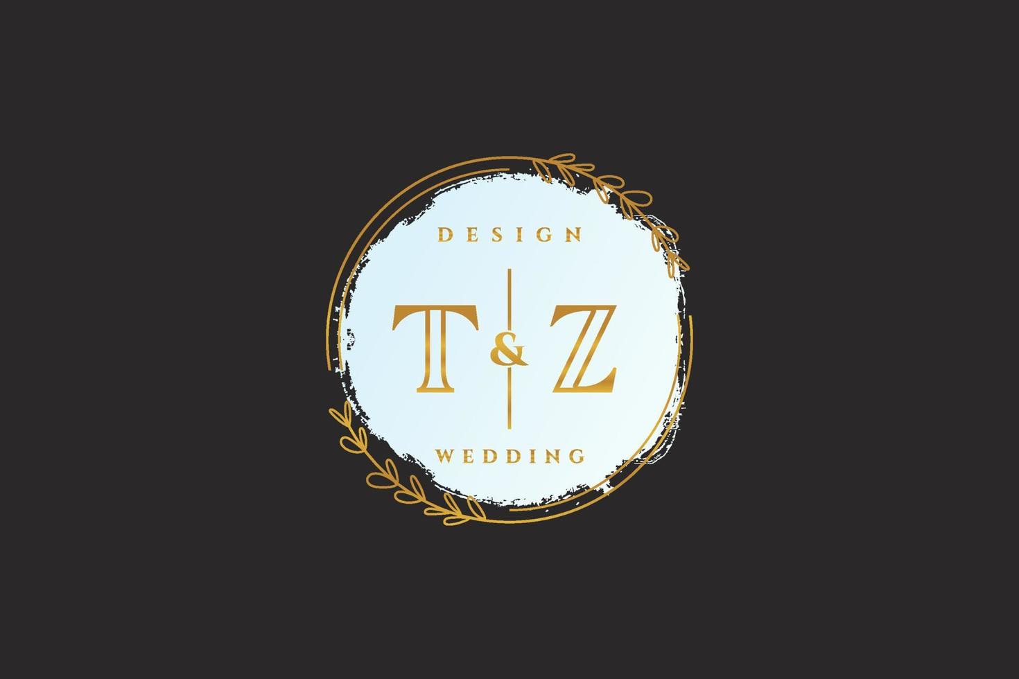 Initial TZ beauty monogram and elegant logo design handwriting logo of initial signature, wedding, fashion, floral and botanical with creative template. vector