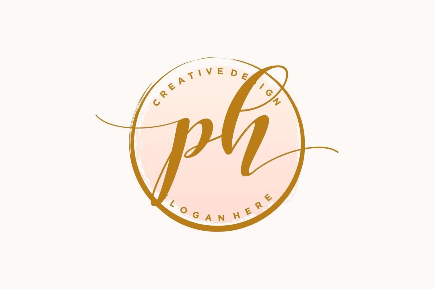 Initial PH handwriting logo with circle template vector signature, wedding, fashion, floral and botanical with creative template.