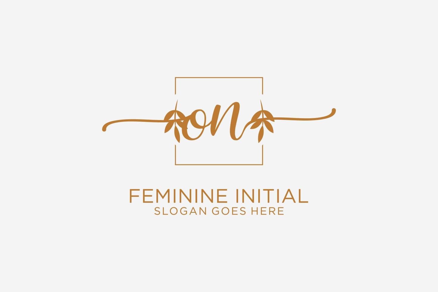 Initial ON beauty monogram and elegant logo design handwriting logo of initial signature, wedding, fashion, floral and botanical with creative template. vector