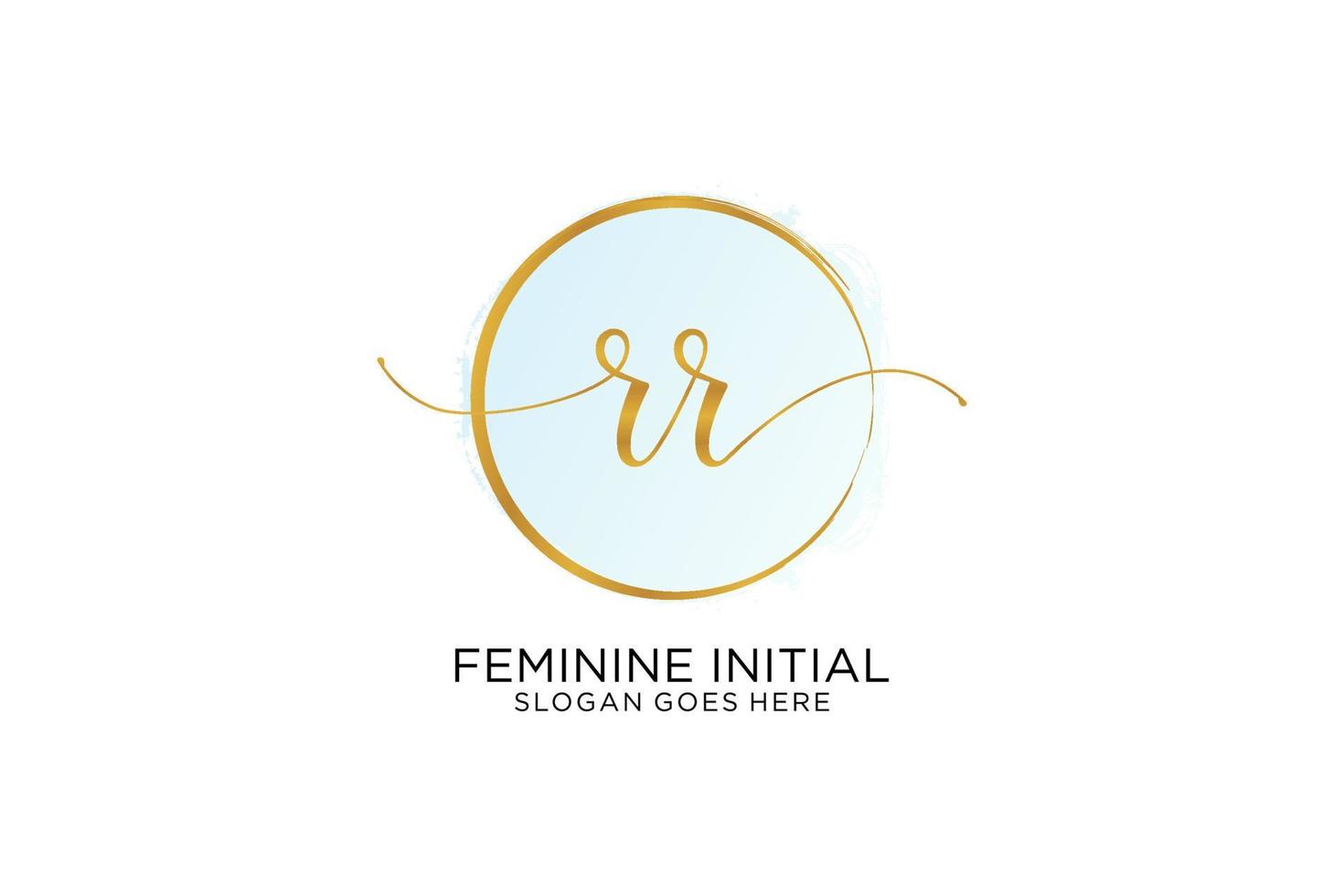 Initial RR handwriting logo with circle template vector signature, wedding, fashion, floral and botanical with creative template.