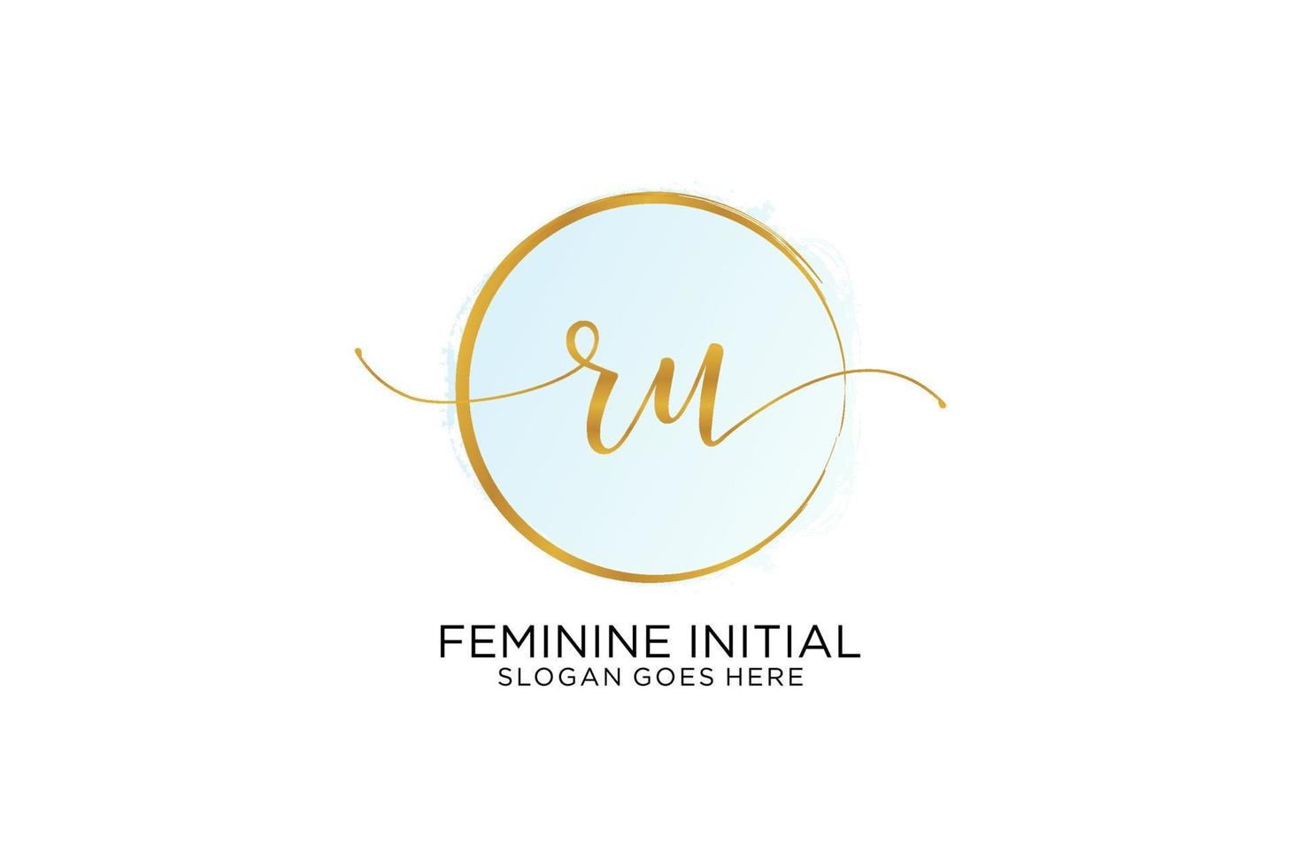 Initial RU handwriting logo with circle template vector signature, wedding, fashion, floral and botanical with creative template.