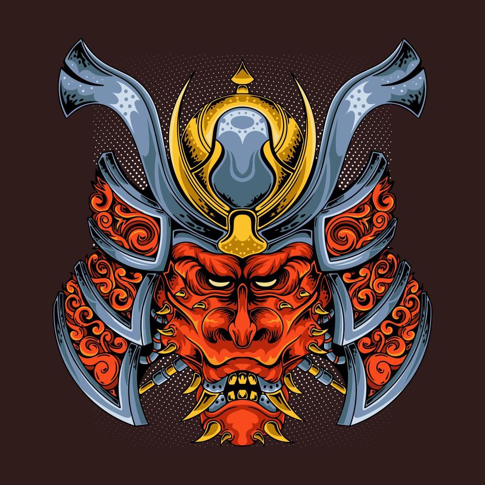 Samurai warrior mask vector illustration