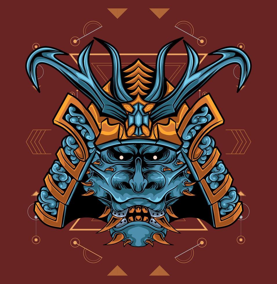 Demon samurai with vector illustration