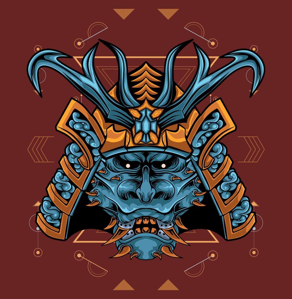 Samurai demonio con ilustración vectorial vector