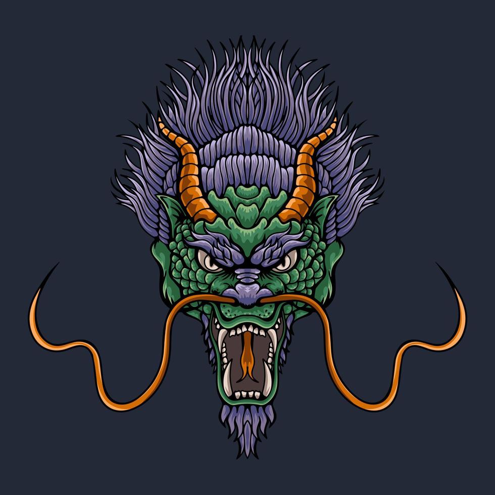 Oriental dragon head vector design illustration