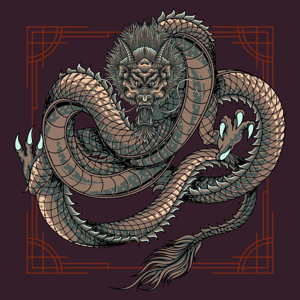 la ilustración de asia del dragón monstruo vector