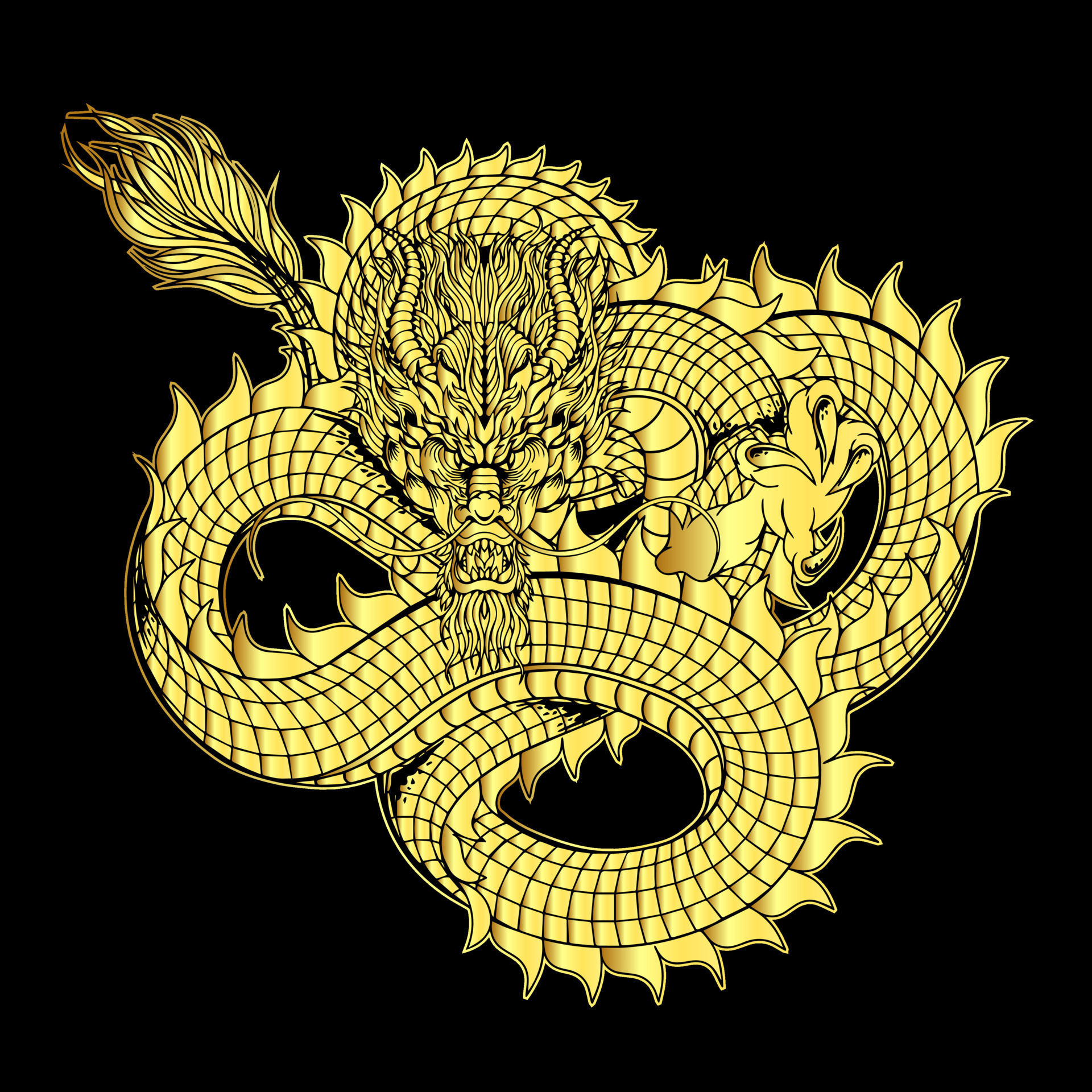 Gold chinese dragon illustration 12607940 Vector Art at Vecteezy