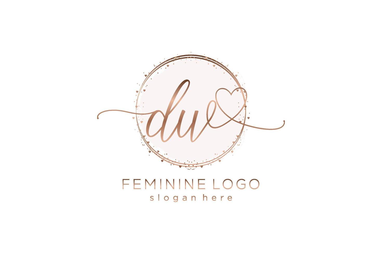 Initial DW handwriting logo with circle template vector logo of initial wedding, fashion, floral and botanical with creative template.