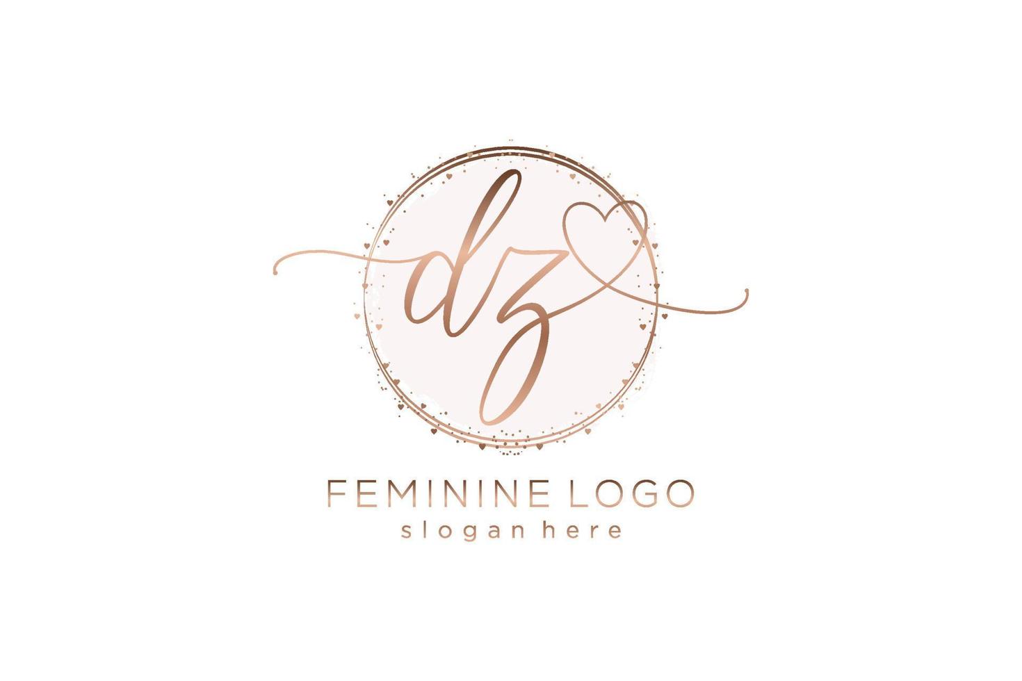 Initial DZ handwriting logo with circle template vector logo of initial wedding, fashion, floral and botanical with creative template.