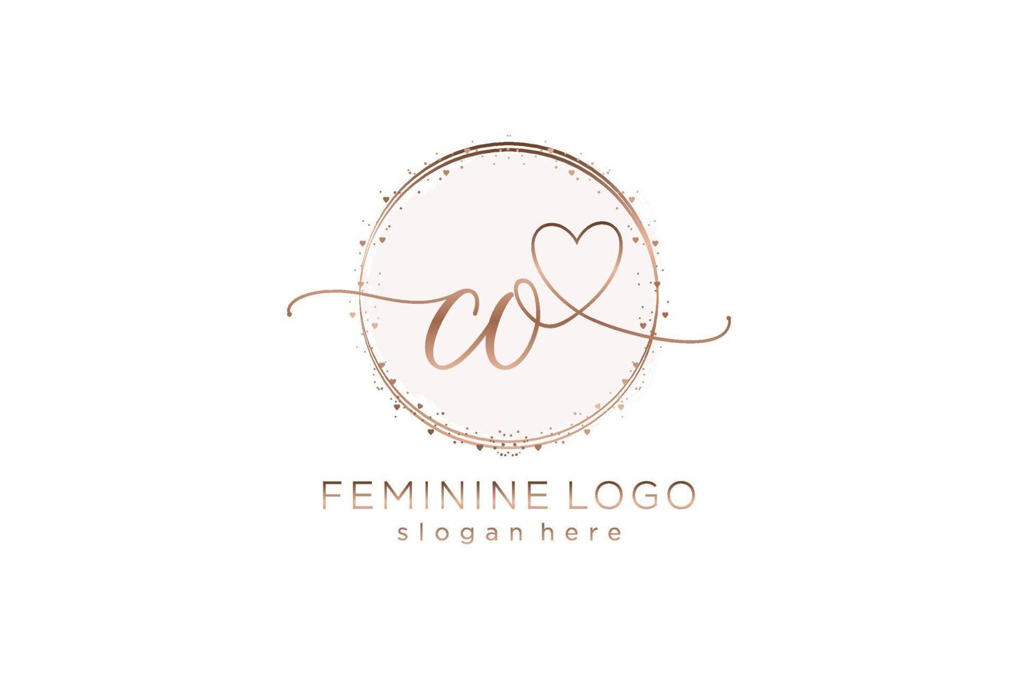 Initial CO handwriting logo with circle template vector logo of initial wedding, fashion, floral and botanical with creative template.