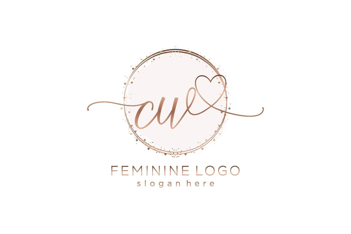 logotipo de escritura a mano cw inicial con plantilla de círculo logotipo vectorial de boda inicial, moda, floral y botánica con plantilla creativa. vector