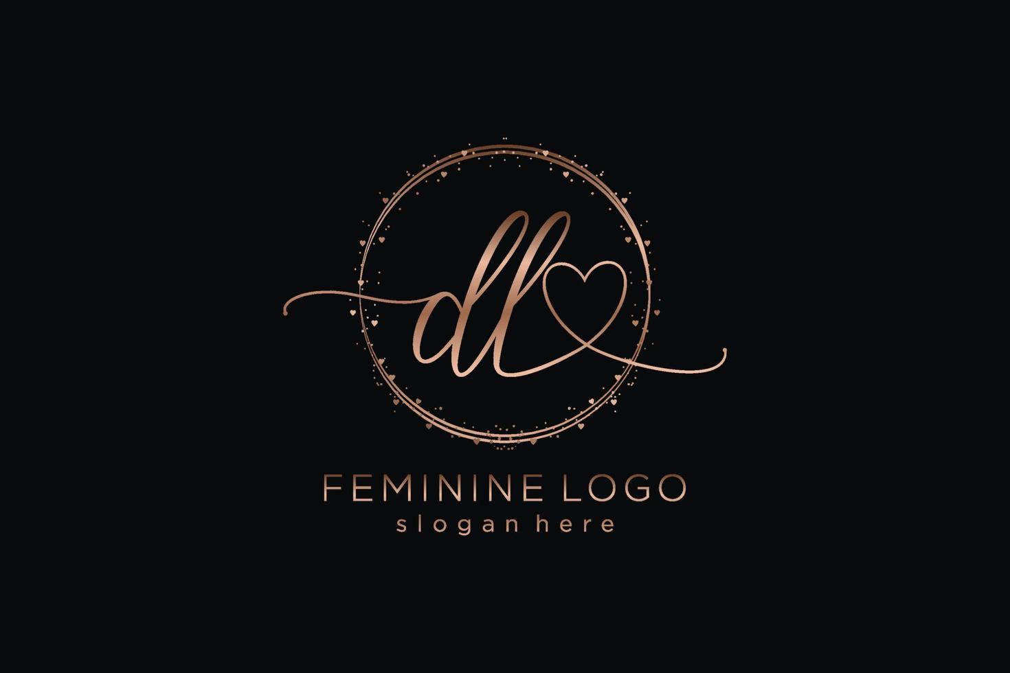 Initial DL handwriting logo with circle template vector logo of initial wedding, fashion, floral and botanical with creative template.